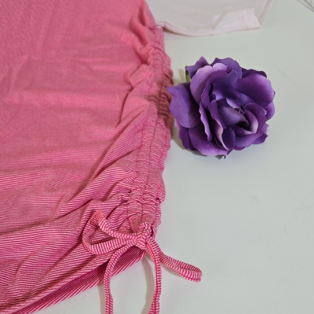 Lands' End Two-Tone Pink Scoop Neck Short Sleeve Tee with Side Ruching Sz 2X - Picture 7 of 8